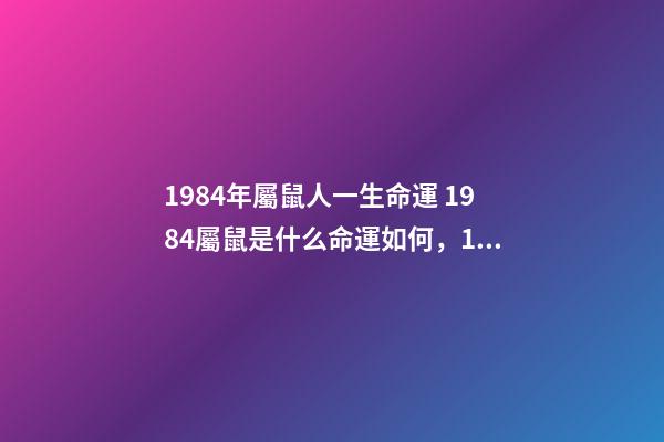 1984年屬鼠人一生命運 1984屬鼠是什么命運如何，1984年生人屬鼠是什么命